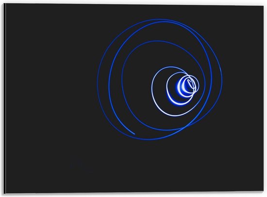 Dibond - Blauwe Lichtcirkels - 40x30cm Foto op Aluminium (Wanddecoratie van metaal)