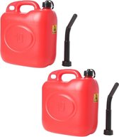 2x stuks jerrycans/benzinetanks 10 liter rood - Voor diesel en benzine - Brandstof jerrycan/benzinetank