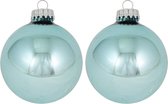 16x Starlight blauwe glazen kerstballen glans 7 cm kerstboomversiering - glans - Kerstversiering/kerstdecoratie blauw