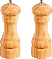 Bamboe houten peper- en zoutstel 16 cm - Pepermaler/zoutmaler - Kruiden en specerijen vermalen vermalers