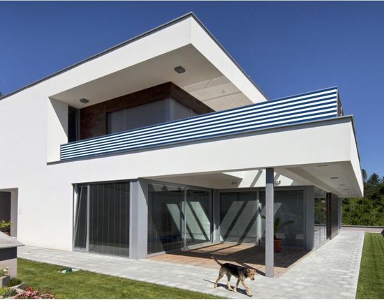 contrast Grommen Kan worden berekend Balkondoek/balkonscherm zonnescherm blauw/wit 0,9 x 5 meter - Balkon of  dakterras... | bol.com