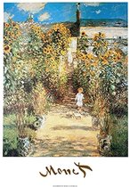 Kunstdruk Claude Monet - The Monet's Garden at Vétheuil 50x70cm