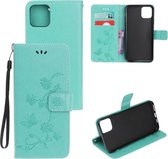iPhone 12 Mini Hoesje - Coverup Bloemen & Vlinders Book Case - Cyan