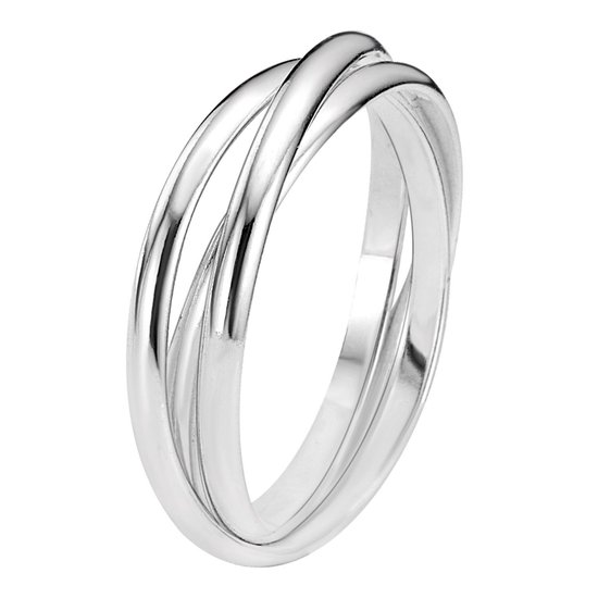 Lucardi Zilveren Driedelige Ring