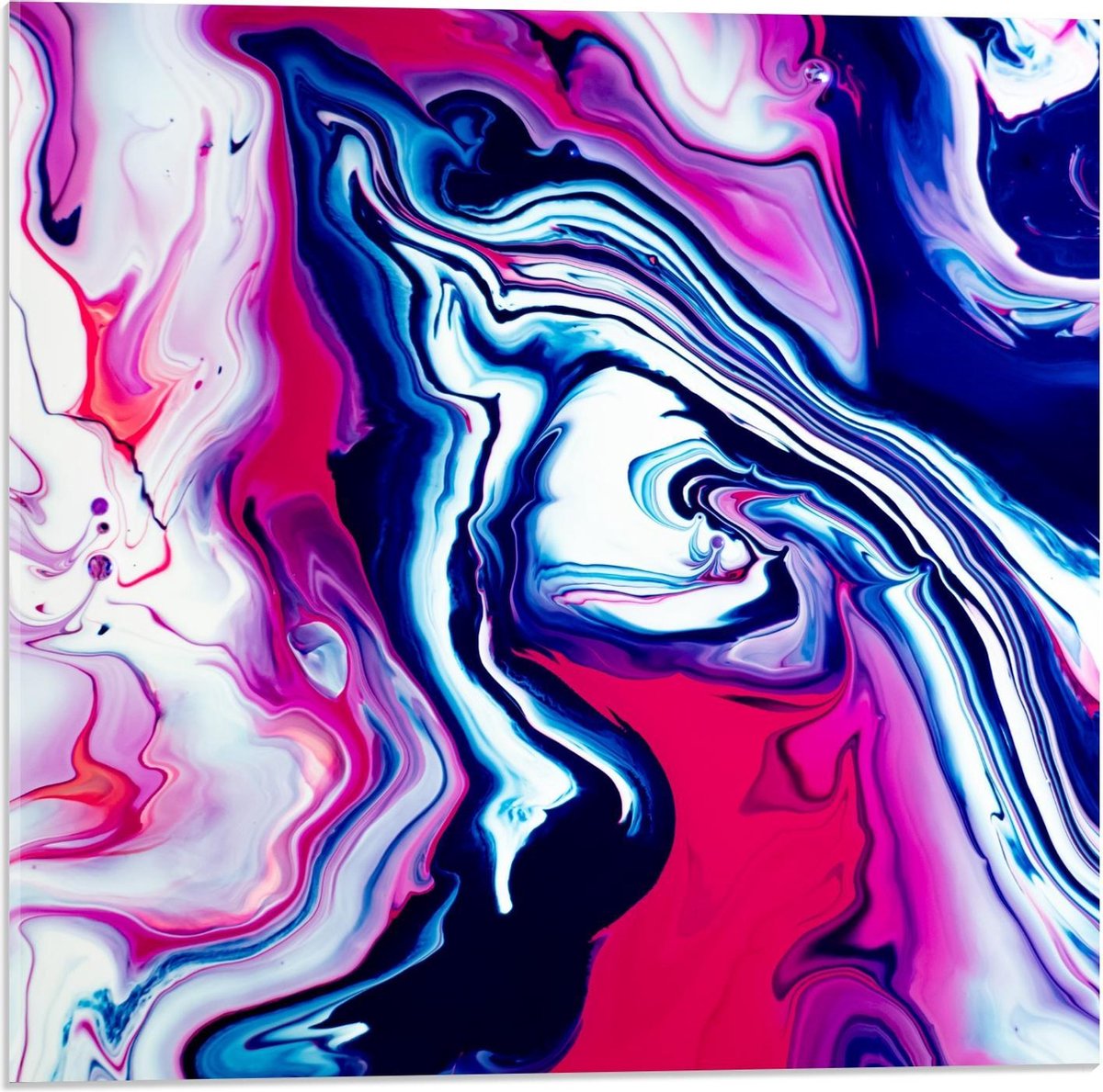 Acrylglas - Roze met Gele Plakkaat Verf - 50x50cm Foto op Acrylglas (Wanddecoratie op Acrylglas)