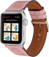 watchbands-shop.nl Leren bandje - Apple Watch Series 1/2/3/4 (38&40mm) - Roze