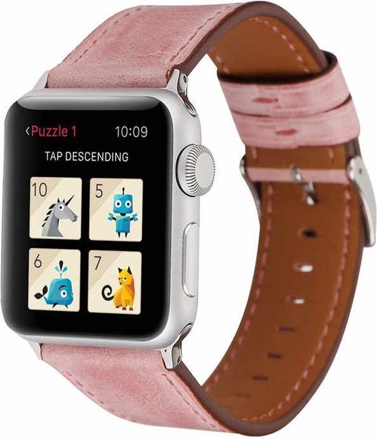 watchbands-shop.nl Leren bandje - Apple Watch Series 1/2/3/4 (38\u002640mm) -  Roze | bol.com