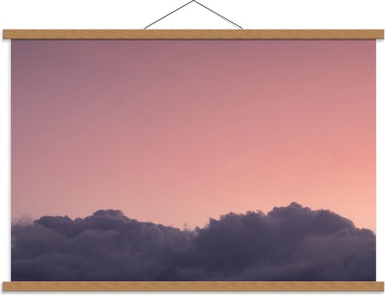Schoolplaat – Paarse Wolken in Roze Lucht - 90x60cm Foto op Textielposter (Wanddecoratie op Schoolplaat)