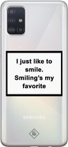 Casimoda® hoesje - Geschikt voor Samsung A51 - Always Smiling - Backcover - Siliconen/TPU - Zwart
