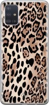 Samsung A51 hoesje siliconen - Luipaard print bruin | Samsung Galaxy A51 case | Bruin/beige | TPU backcover transparant