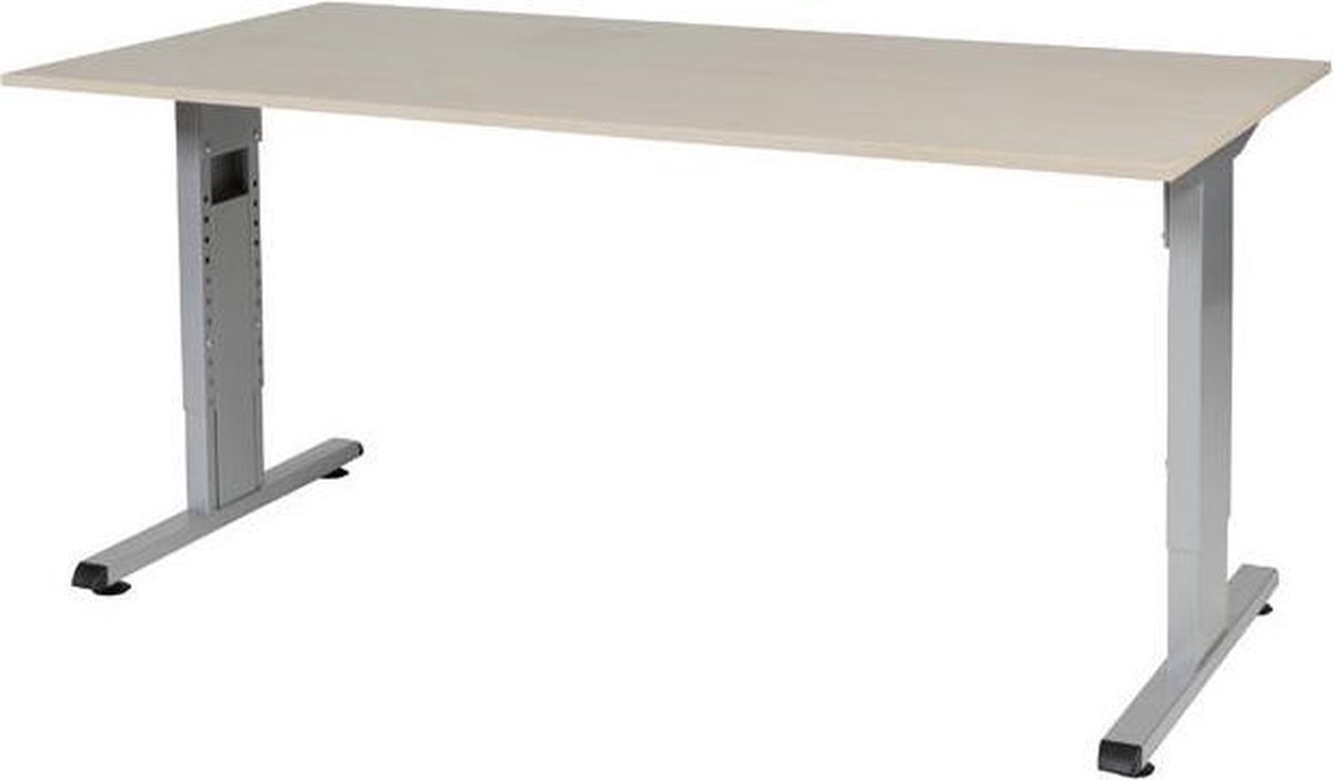 RoomForTheNew Bureau Schiphol Normal-Bureau - Bureautafel - Gaming bureau - Game bureau - Computertafel - Desk - Bureau wit - Verstelbaar bureau - Gaming Desk - Bureau tafel - Bureau verstelbaar--Robson eiken blad-Aluminium  onderstel- 160x80