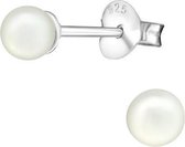 Aramat jewels ® - Zilveren pareloorbellen 925 zilver creme 4mm