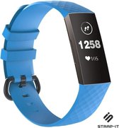 Siliconen Smartwatch bandje - Geschikt voor Fitbit Charge 3 silicone band - lichtblauw - Strap-it Horlogeband / Polsband / Armband - Maat: Maat S