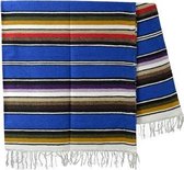 Mexicaanse deken - serape - katoen -215 x 145cm - Blauw - ABMZZ0blu