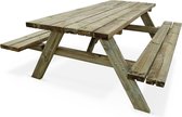 Picknicktafel van hout 180 cm met opklapbare houten banken, 6 plaatsen - PANCHINA - Robuuste grenen tuintafel FSC gecertificeerd
