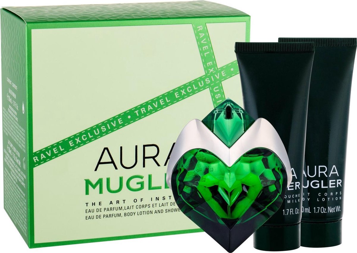 Thierry Mugler Aura Giftset - Thierry Mugler Aura Festive Eau de Parfum 50 ml + Bodylotion 50 ml + Shower Milk 50 ml - Heren - Thierry Mugler