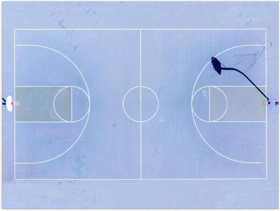 Poster – Basketbal Veld Blauw - 40x30cm Foto op Posterpapier
