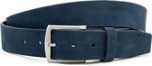 Thimbly Belts Jeans riem blauw - heren en dames riem - 4 cm breed - Blauw - Echt Nubuck Leer - Taille: 110cm - Totale lengte riem: 125cm