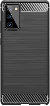 Shop4 - Samsung Galaxy Note 20 Hoesje - Zachte Back Case Brushed Carbon Zwart