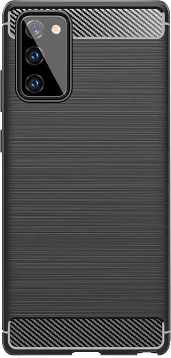 Shop4 - Samsung Galaxy Note 20 Hoesje - Zachte Back Case Brushed Carbon Zwart