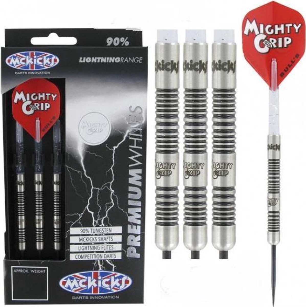 ダーツ McKicks Mighty Grip 90% Tungsten 21g McKicks Mighty Grip 90% - Dartpijlen - 21 Gram | bol