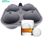 Allure Home - Whisky Ijsballen set - Siliconen - Grijs - 4x - Ø6cm