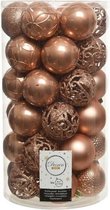 Decoris Kerstballenmix - 37 stuks - 6cm - Kunststof - Bruin