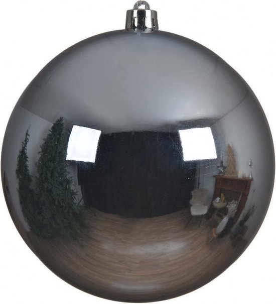 2x Grote lichtblauwe kunststof kerstballen van 14 cm glans