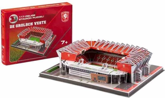 3D puzzel van De Grolsch Veste stadion, 117-delig, rood en wit.