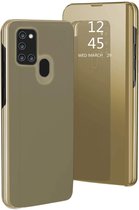 Spiegel Cover - Hoesje - Clear View Case Geschikt voor: Samsung Galaxy A21S - Goud