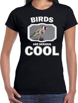 Dieren vogels t-shirt zwart dames - birds are serious cool shirt - cadeau t-shirt putter vogel/ vogels liefhebber XL