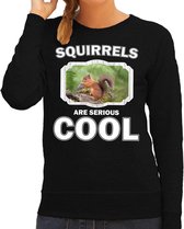 Dieren eekhoorntjes sweater zwart dames - squirrels are serious cool trui - cadeau sweater eekhoorntje/ eekhoorntjes liefhebber M