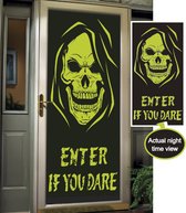 Halloween Deurposter Schedel Glow In The Dark 1,5m