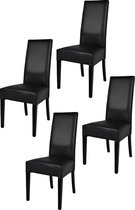 Tommychairs Luisa - Eetkamerstoelen - Set van 4 - Zwart - Kunstleer & Hout