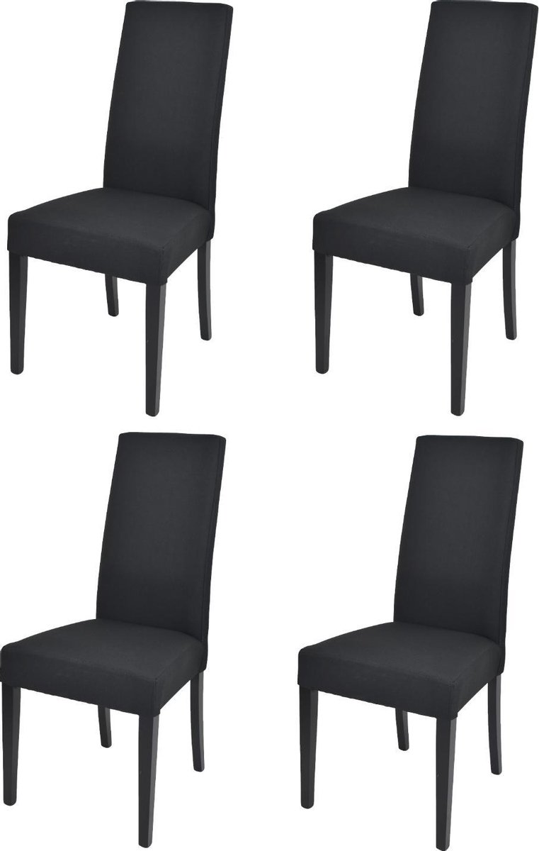 Tommychairs Chiara - Eetkamerstoelen - Set van 4 - Zwart - Stof & Hout