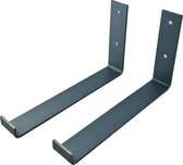 GoudmetHout Industriële Plankdragers L-vorm UP 25 cm - Staal - Mat Blank - 4 cm x 25 cm x 15 cm - Plankendrager
