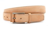 JV Belts Naturel nubuck riem unisex - heren en dames riem - 3.5 cm breed - Naturel - Echt Leer/Nubuck - Taille: 115cm - Totale lengte riem: 130cm