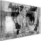 Schilderij Boeddha voor abstracte achtergrond , 2 maten , grijs wit (wanddecoratie)