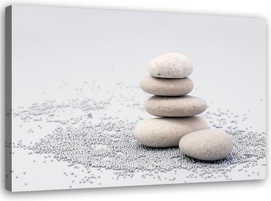 Lotsbestemming kleding stof Kauwgom Schilderij Witte zen stenen , 2 maten , wit grijs (wanddecoratie) | bol.com