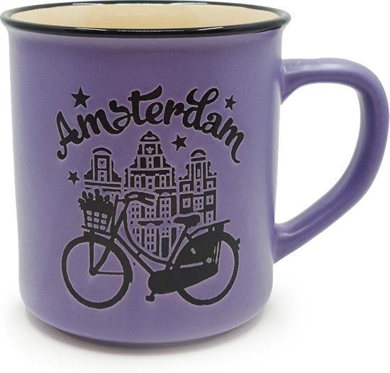 een andere Los Strippen Matix Mok Amsterdam Bike 300 Ml Keramiek Paars/zwart | bol.com