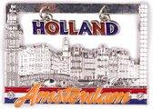 Magneet Raam Huisjes Amsterdam Shiny Zilver - Souvenir