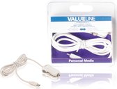 Valueline VLMB60890W10 Micro-usb-autolader Micro Usb Male - 12v-autoaansluiting 1,00 M Wit 2.1a