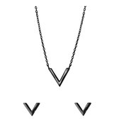 Zilveren set blackplated V