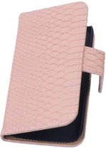 Snake Bookstyle Wallet Case Hoesjes voor HTC One E8 Licht Roze