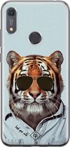 Huawei Y6 (2019) hoesje siliconen - Tijger wild | Huawei Y6 (2019) case | blauw | TPU backcover transparant