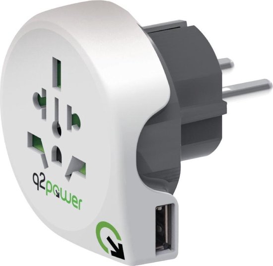 Q2Power Reisstekker - Wereld + USB naar Europa | bol.com