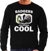 Dieren dassen sweater zwart heren - badgers are serious cool trui - cadeau sweater das/ dassen liefhebber L