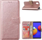 Samsung Galaxy A01 Core Hoesje - Galaxy A01 Core book case met Pasjeshouder - Rose Goud