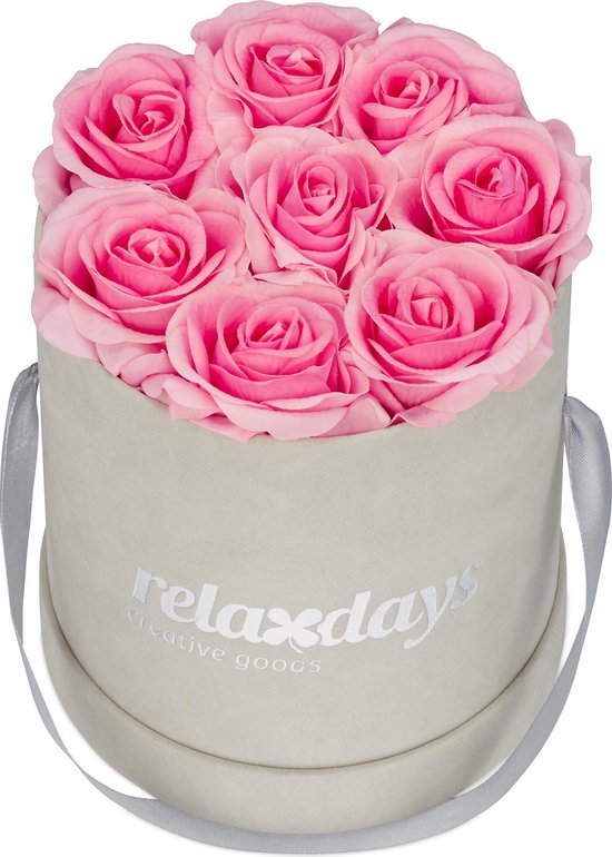 bus emulsie progressief Relaxdays flowerbox - rozen in doos - met 8 kunstrozen - rozenbox -  bloemendoos -... | bol.com