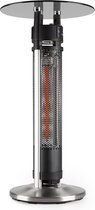 Blumfeldt Primal Heat bijzettafel met heater - Infrarood terrasverwarmer - Straalkachel - 1600W - Met LED-verlichting - 65 cm hoog - Glas